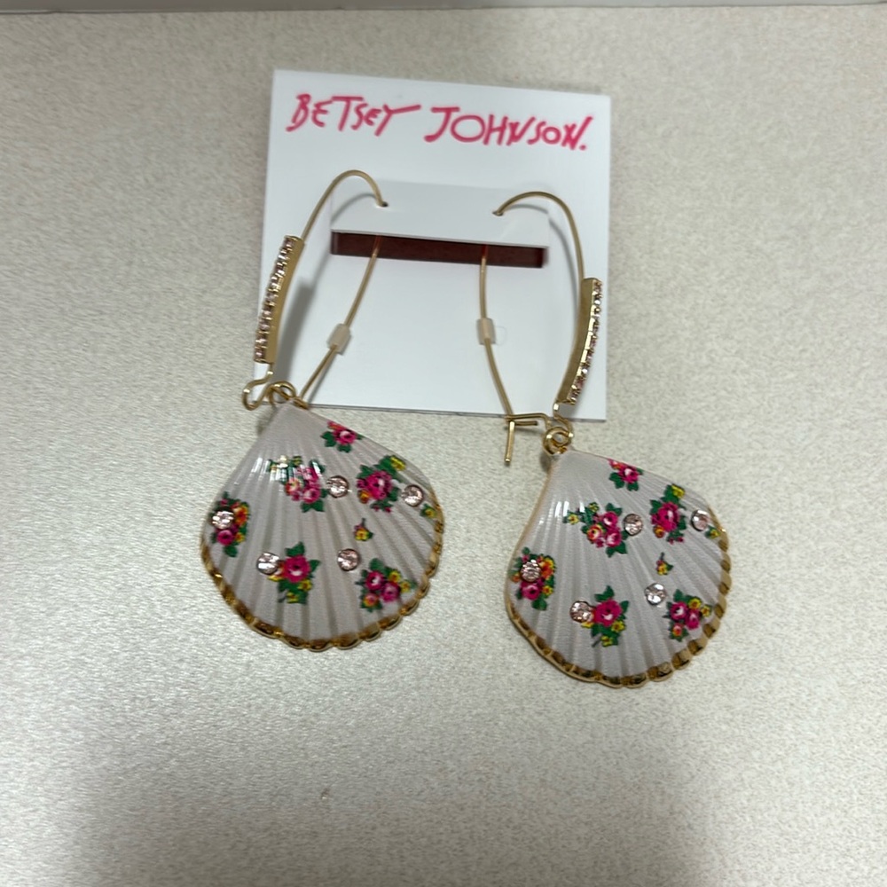 Betsey Johnson Flower Print Shell Earrings